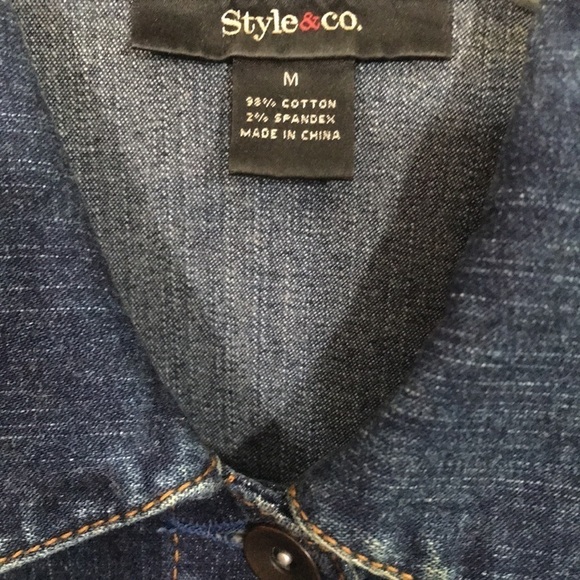 Style & Co Dark Wash Trucker Denim Jacket size M - Picture 2 of 9